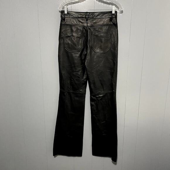 Zara Genuine Leather Black Flared Trousers High Rise Pants Limited Edition S - Picture 4 of 10